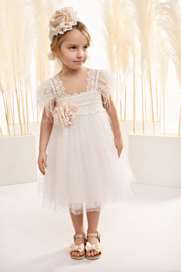 Boho φόρεμα βάπτισης κορίτσι Baby bloom
